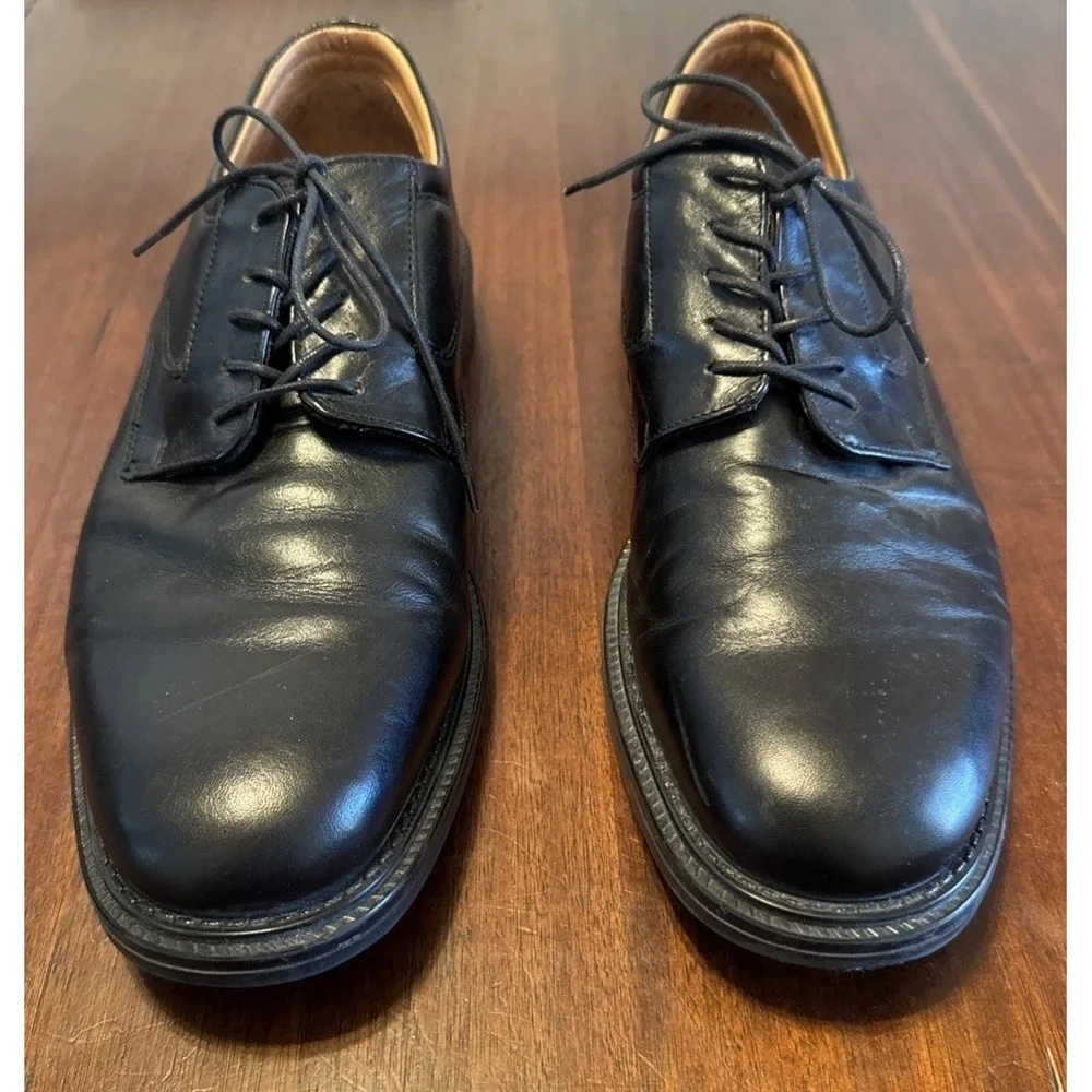 Stafford‎ Comfort Mens 12M Black Leather Derby Dress Shoes Made in Italy
